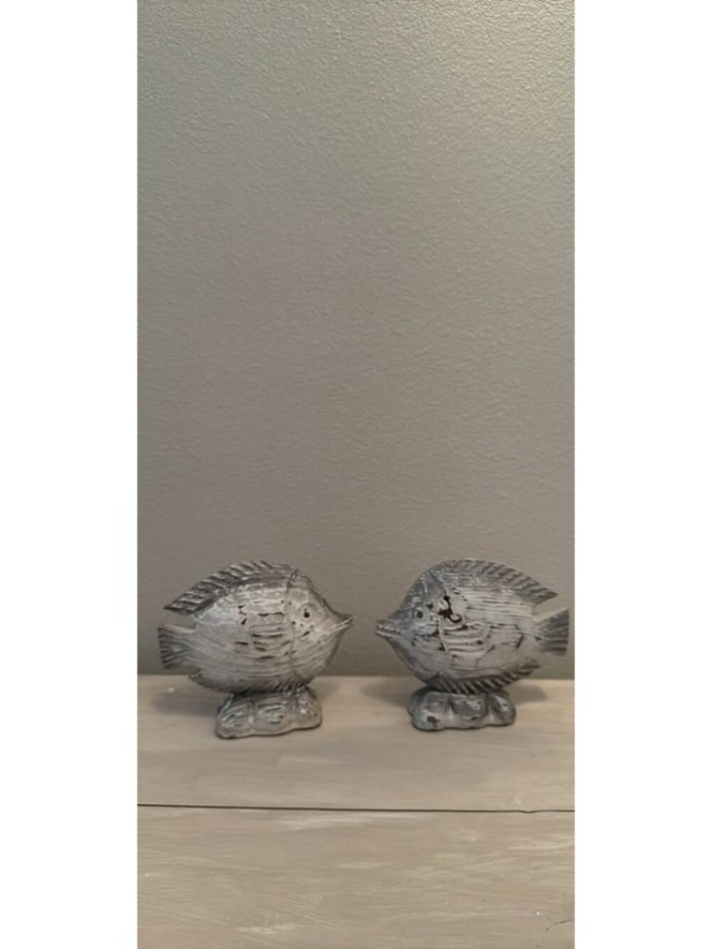 Set of two wooden fish